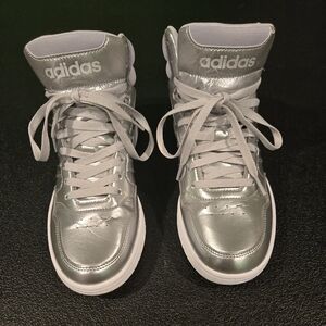 Adidas Hoops 3.0 Mid Silver High-Top Sneakers